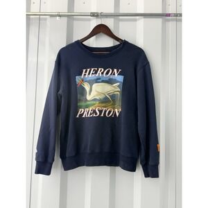 Heron Preston Navy Blue Heron Print Sweatshirt Стиль Embroidered Logo Size Large